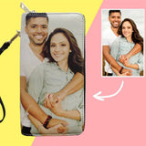 Load image into Gallery viewer, Custom Photo Wallet for Women Two Zipper Pockets Leather Long Wallet