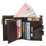Load image into Gallery viewer, Men's Real Leather Short Wallet Double Zipper Card Bag Gift for Men