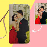 Load image into Gallery viewer, Custom Photo Wallet for Women Two Zipper Pockets Leather Long Wallet